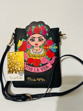 Frida Kahlo Black 'Viva La Vida' Crossbody Bag BNWT